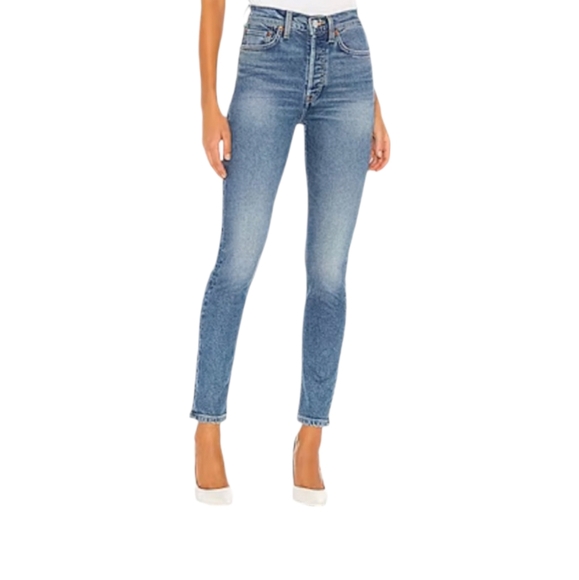 RE/DONE90s High Rise Ankle Crop in Worn Indigo ~ Size 27
